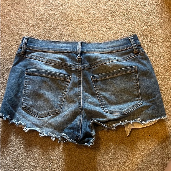 Rewash Dark Blue Jean Shorts with Frayed Hem - Picture 2 of 3
